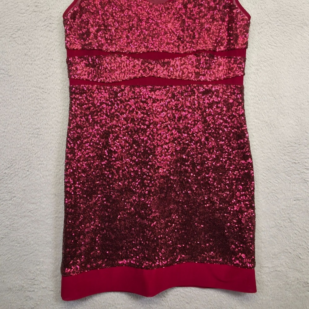 Betsey Johnson Dress Women 14 Red Sequin Y2K Vamp Glam New Year Holiday HOCO - Picture 15 of 16